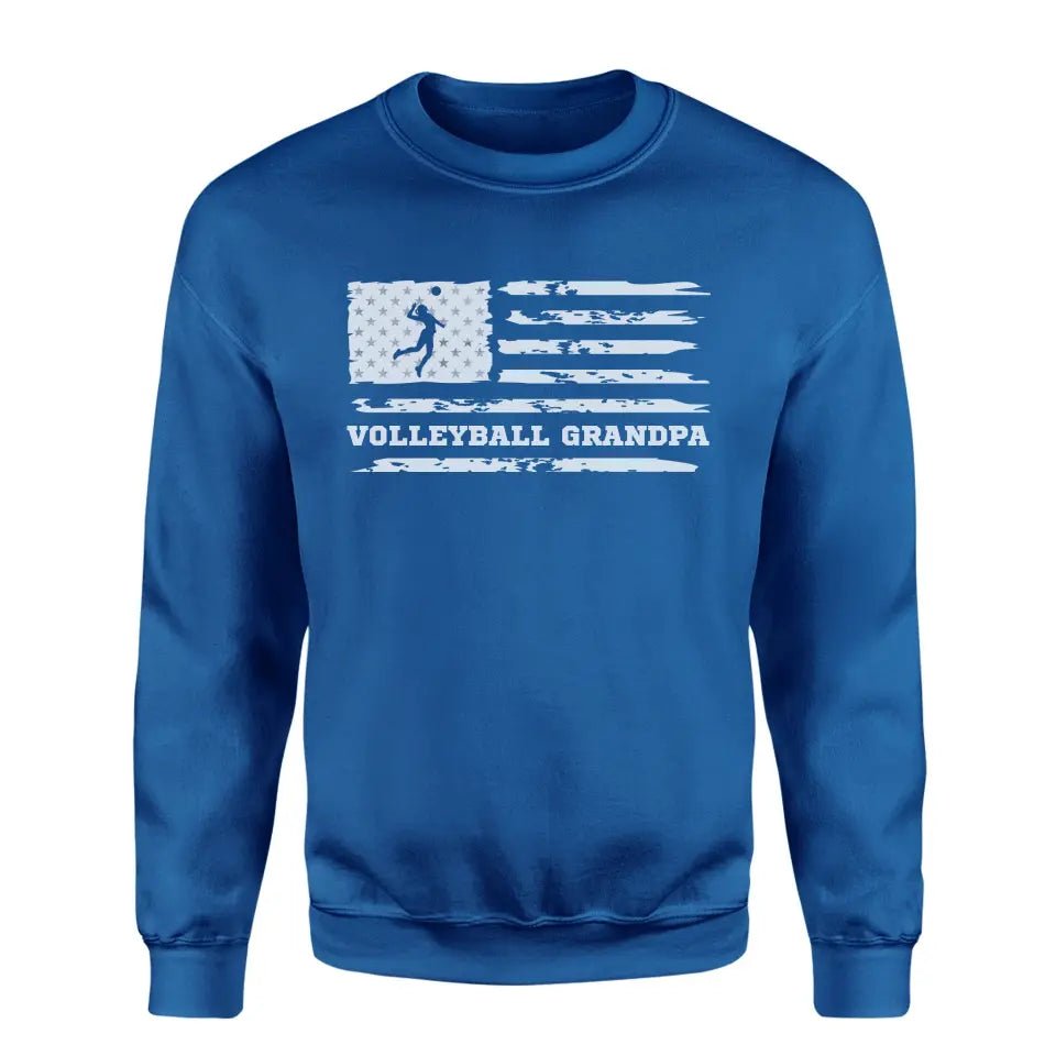 Volleyball Grandpa Horizontal Flag on a Sweatshirt with a White Graphic