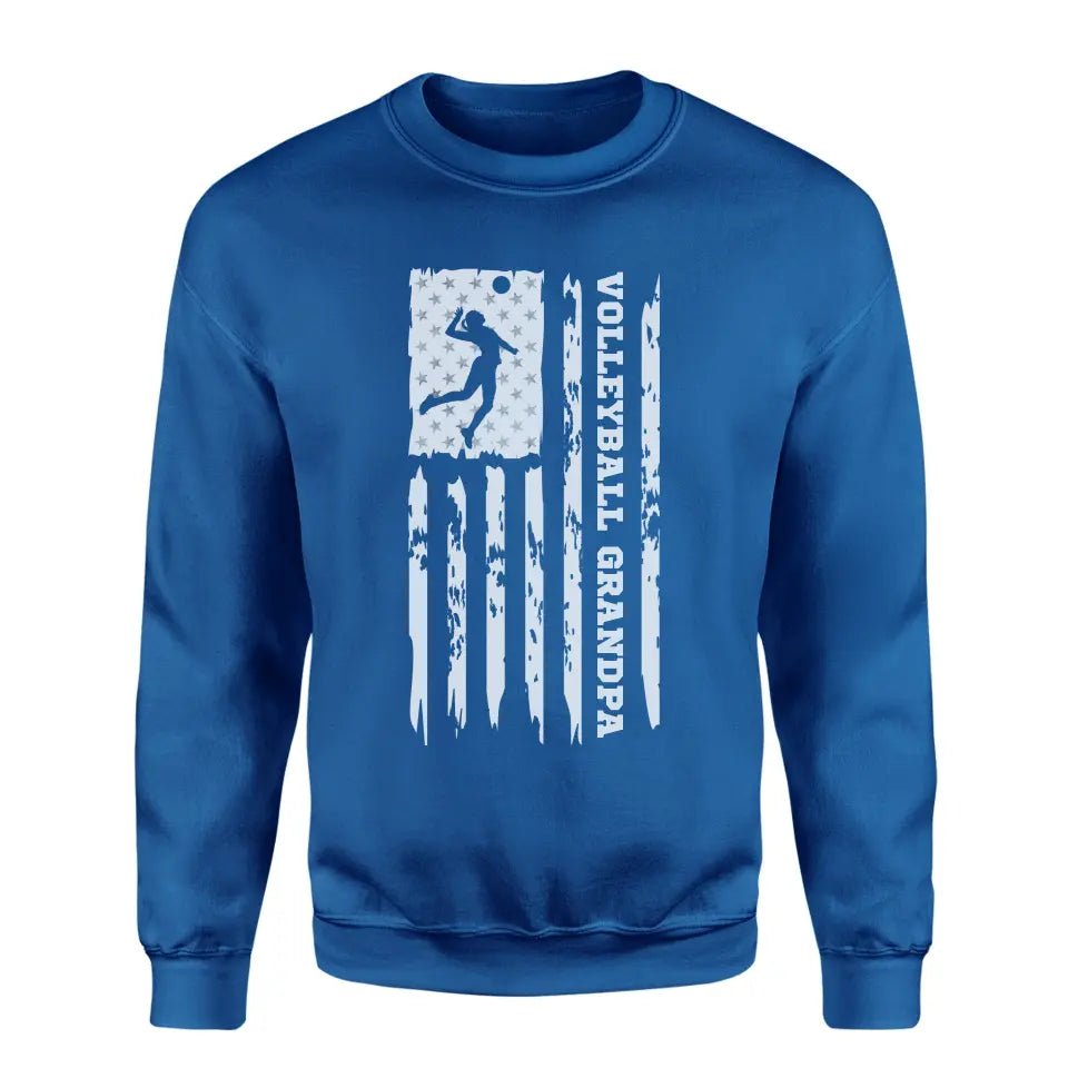 Volleyball Grandpa Vertical Flag on a Sweatshirt with a White Graphic