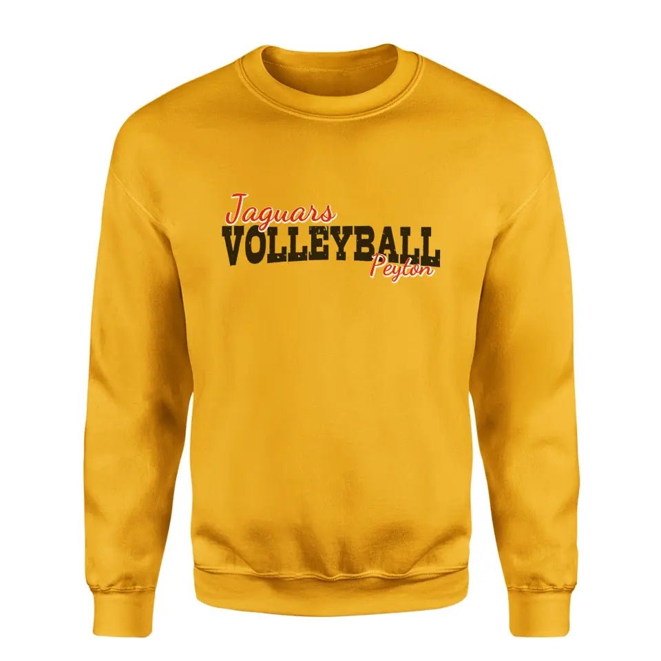 Custom Volleyball Mascot and Volleyball Player Name on a Sweatshirt with a Black Graphic