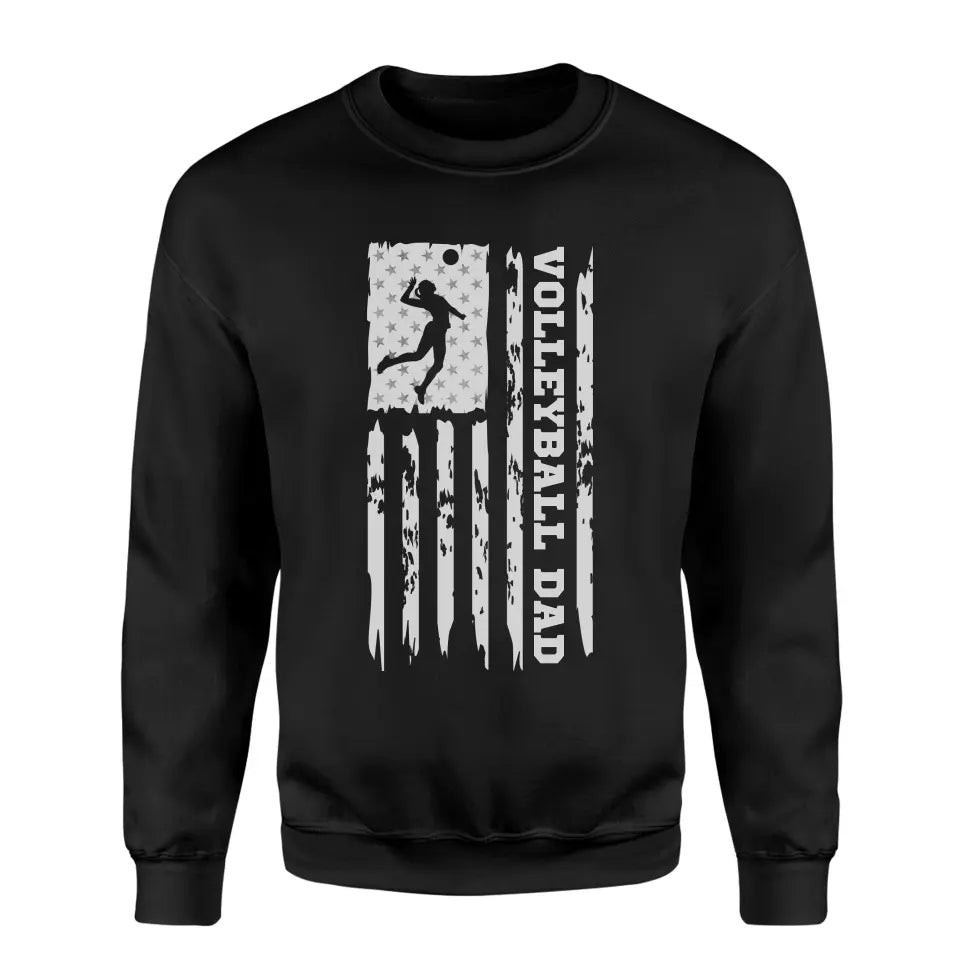 Volleyball Dad Vertical Flag on a Sweatshirt with a White Graphic