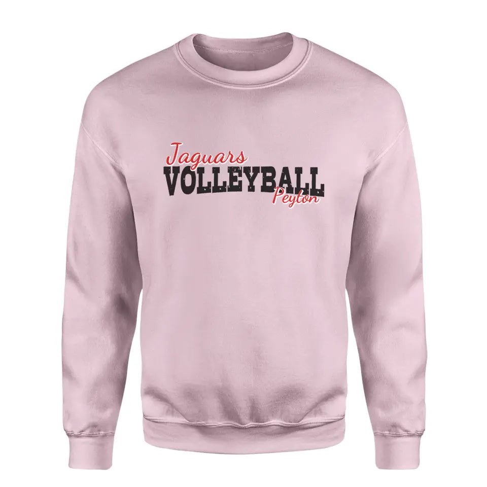 Custom Volleyball Mascot and Volleyball Player Name on a Sweatshirt with a Black Graphic