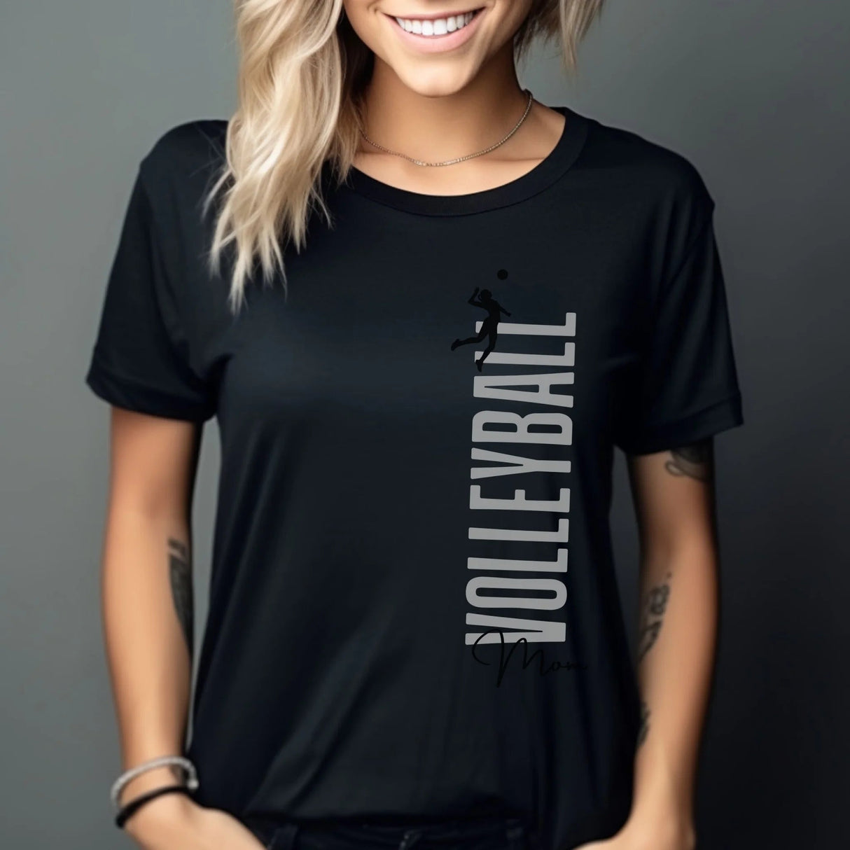 Personalized Volleyball Mom Shirt With Mascot, Icon, and Volleyball Player Name on a Unisex T-Shirt