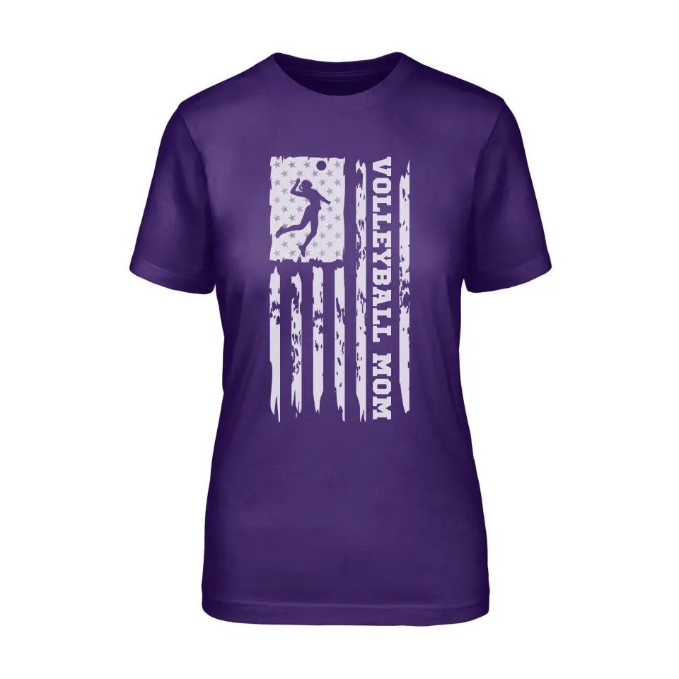 Volleyball Mom Vertical Flag on a Unisex T-Shirt with a White Graphic