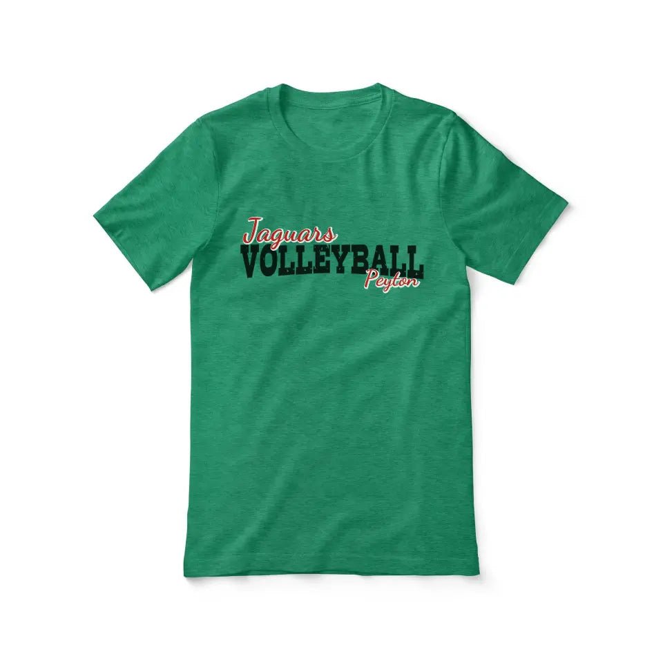 Custom Volleyball Mascot and Volleyball Player Name on a Unisex T-Shirt with a Black Graphic