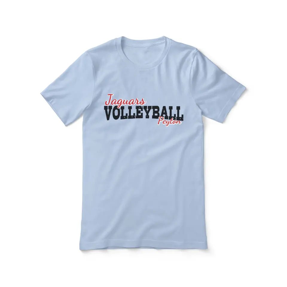 Custom Volleyball Mascot and Volleyball Player Name on a Unisex T-Shirt with a Black Graphic