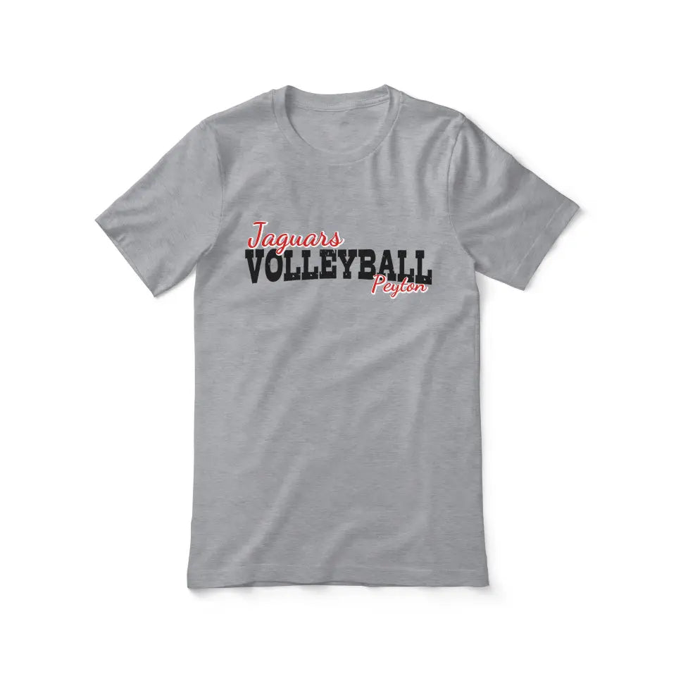 Custom Volleyball Mascot and Volleyball Player Name on a Unisex T-Shirt with a Black Graphic