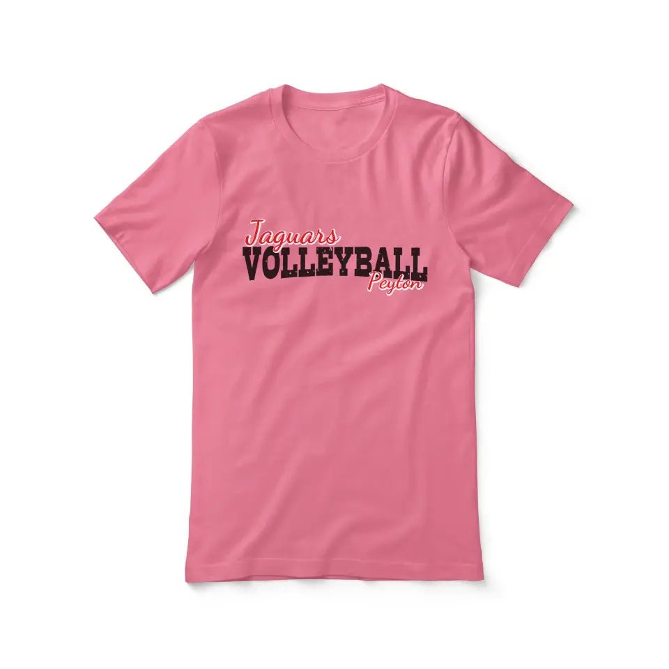 Custom Volleyball Mascot and Volleyball Player Name on a Unisex T-Shirt with a Black Graphic