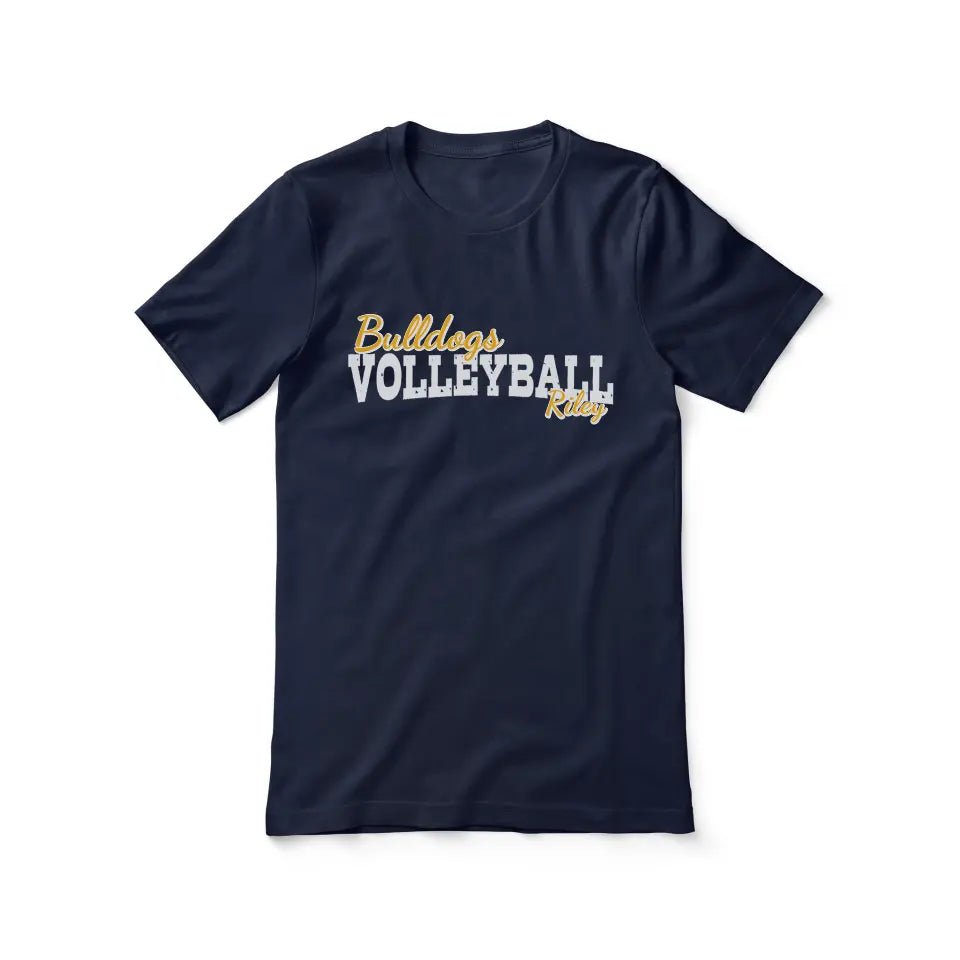 Custom Volleyball Mascot and Volleyball Player Name on a Unisex T-Shirt with a White Graphic
