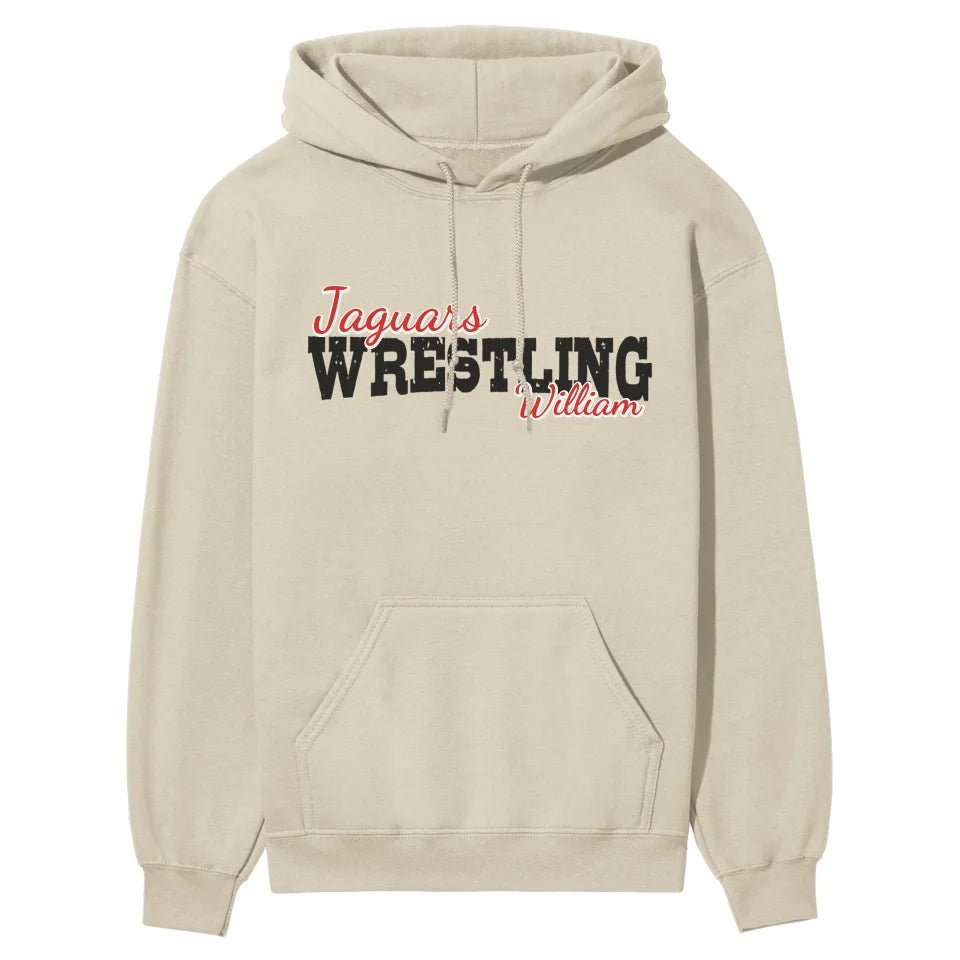 Custom Wrestling Mascot and Wrestler Name on a Hoodie with a Black Graphic