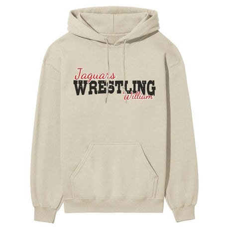 Custom Wrestling Mascot and Wrestler Name on a Hoodie with a Black Graphic