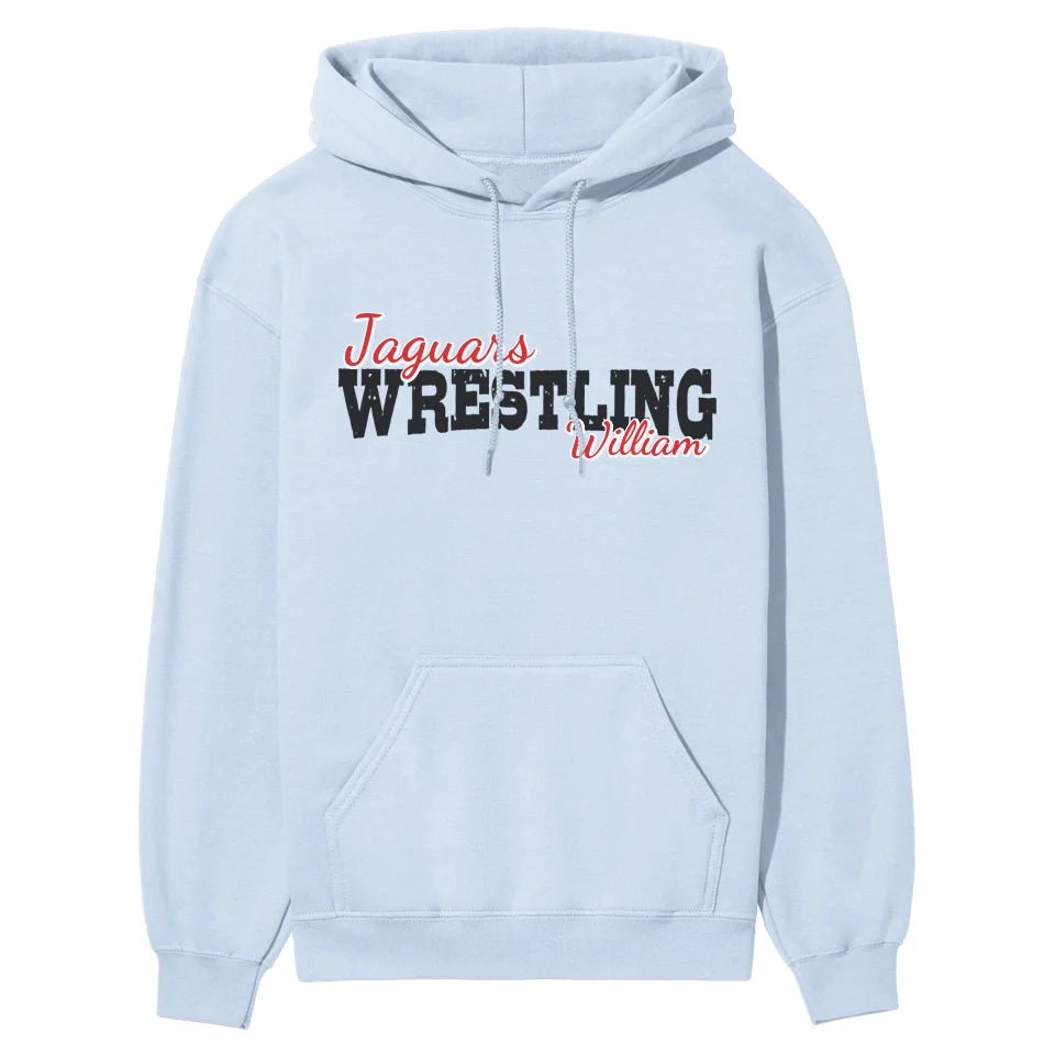 Custom Wrestling Mascot and Wrestler Name on a Hoodie with a Black Graphic