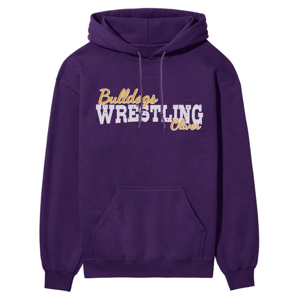 Custom Wrestling Mascot and Wrestler Name on a Hoodie with a White Graphic