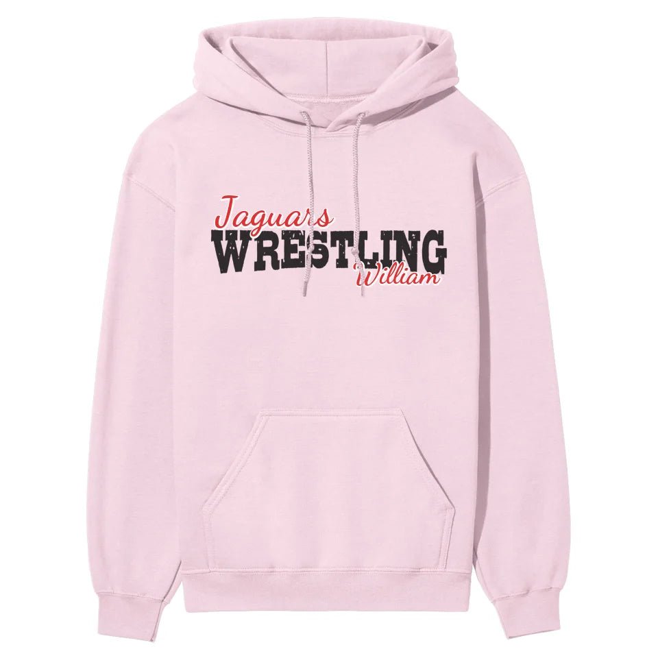 Custom Wrestling Mascot and Wrestler Name on a Hoodie with a Black Graphic