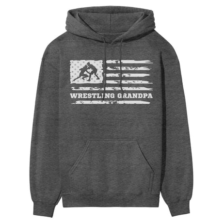 Wrestling Grandpa Horizontal Flag on a Hoodie with a White Graphic