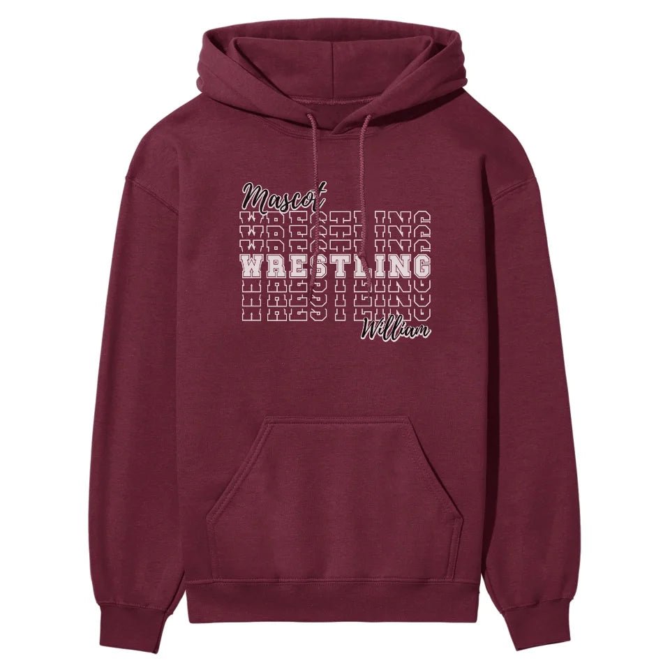 Custom Wrestling on a Sweatshirt With Mascot and Wrestler Name on a Hoodie