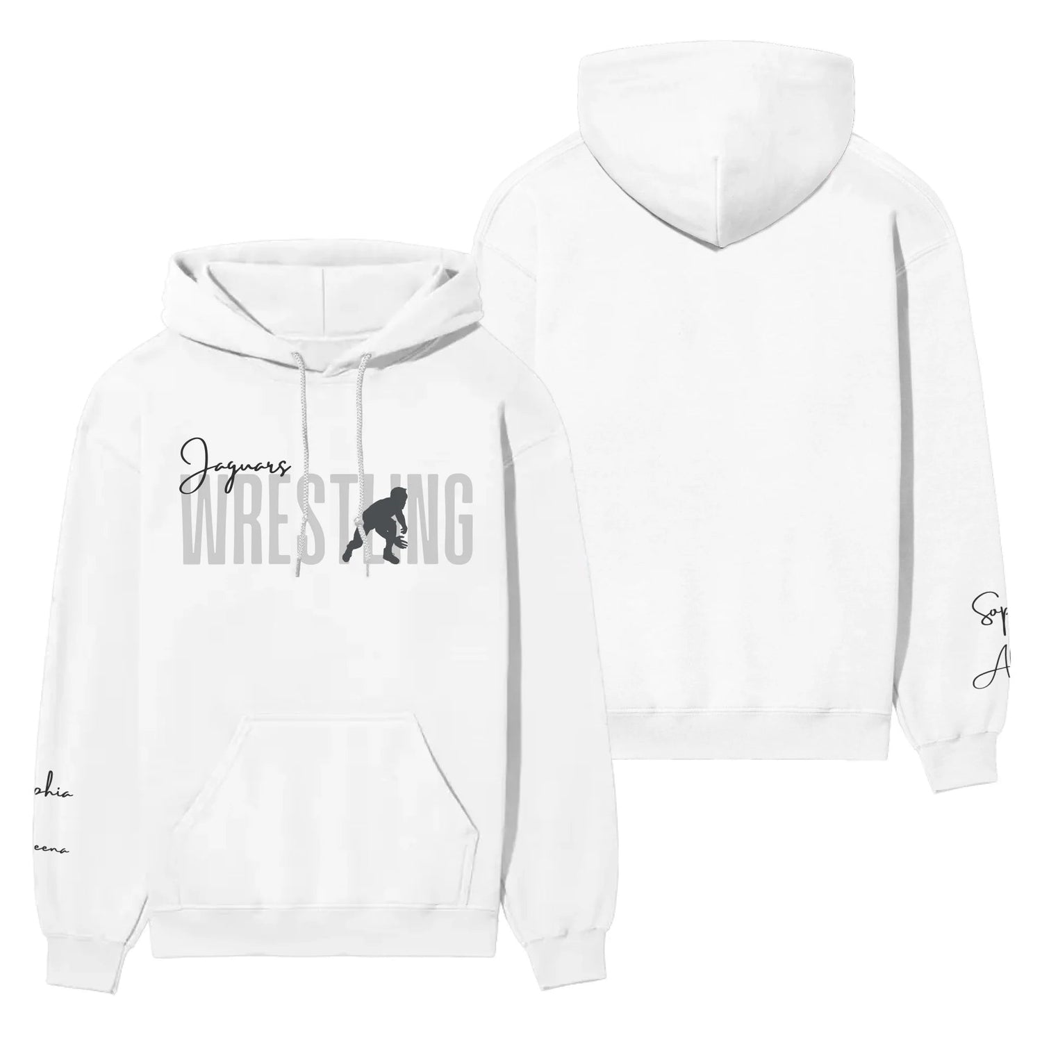 Personalized Wrestling on a Hoodie With Modern Bold Designs and Wrestler Name on Sleeve on a Hoodie