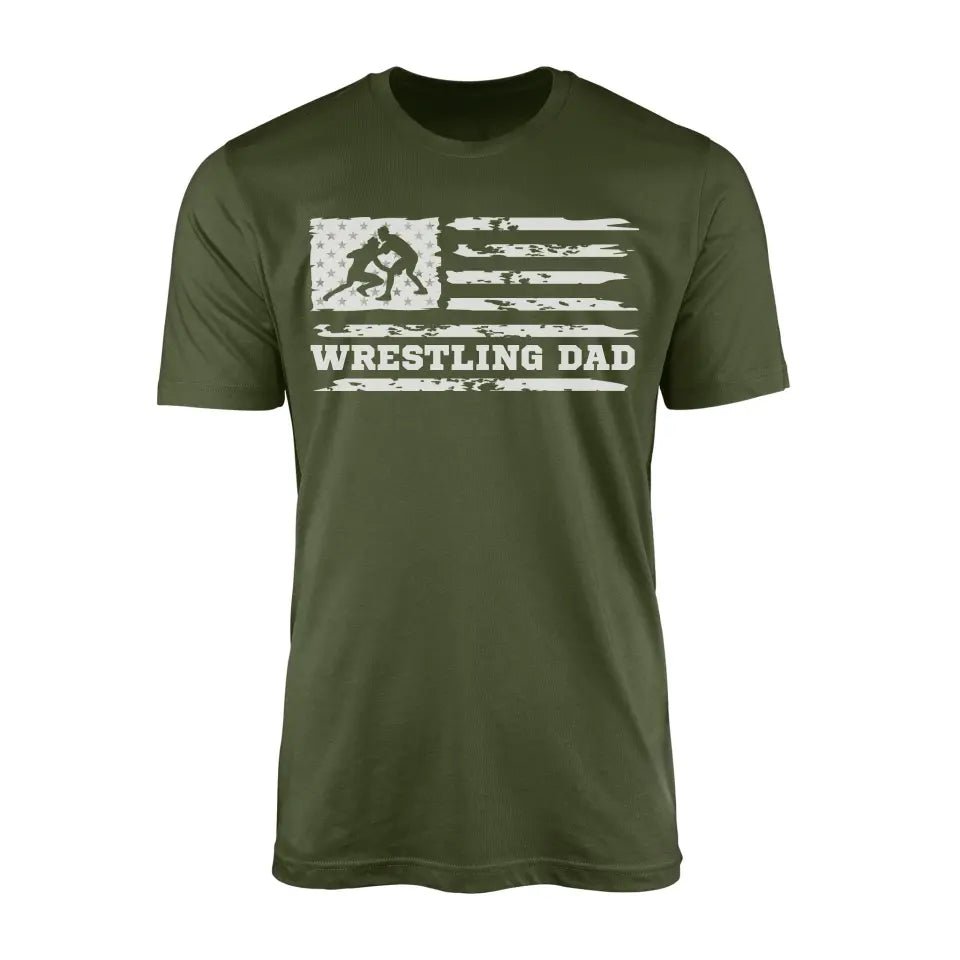 Wrestling Dad Horizontal Flag on a Men's T-Shirt with a White Graphic