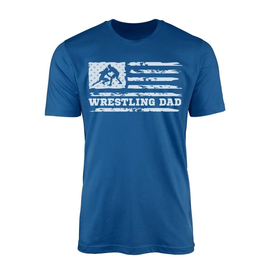 Wrestling Dad Horizontal Flag on a Men's T-Shirt with a White Graphic