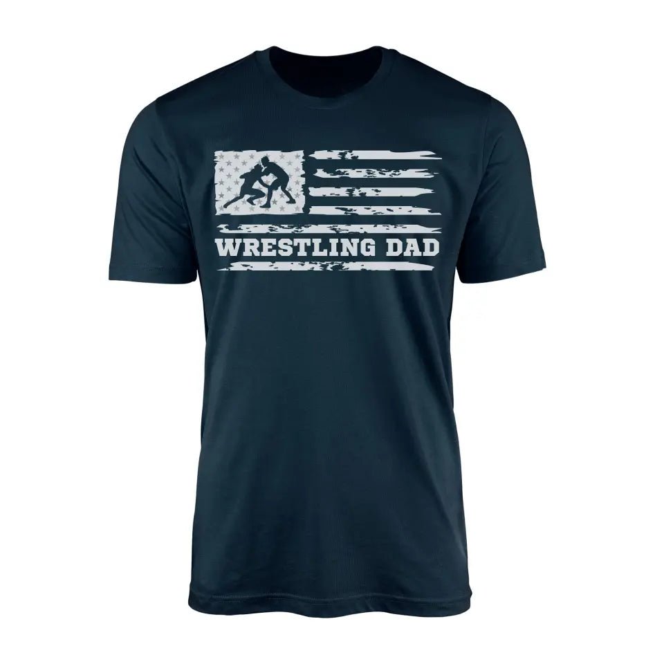 Wrestling Dad Horizontal Flag on a Men's T-Shirt with a White Graphic
