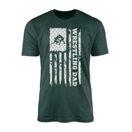 Wrestling Dad Vertical Flag on a Men's T-Shirt with a White Graphic