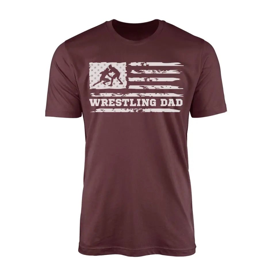 Wrestling Dad Horizontal Flag on a Men's T-Shirt with a White Graphic