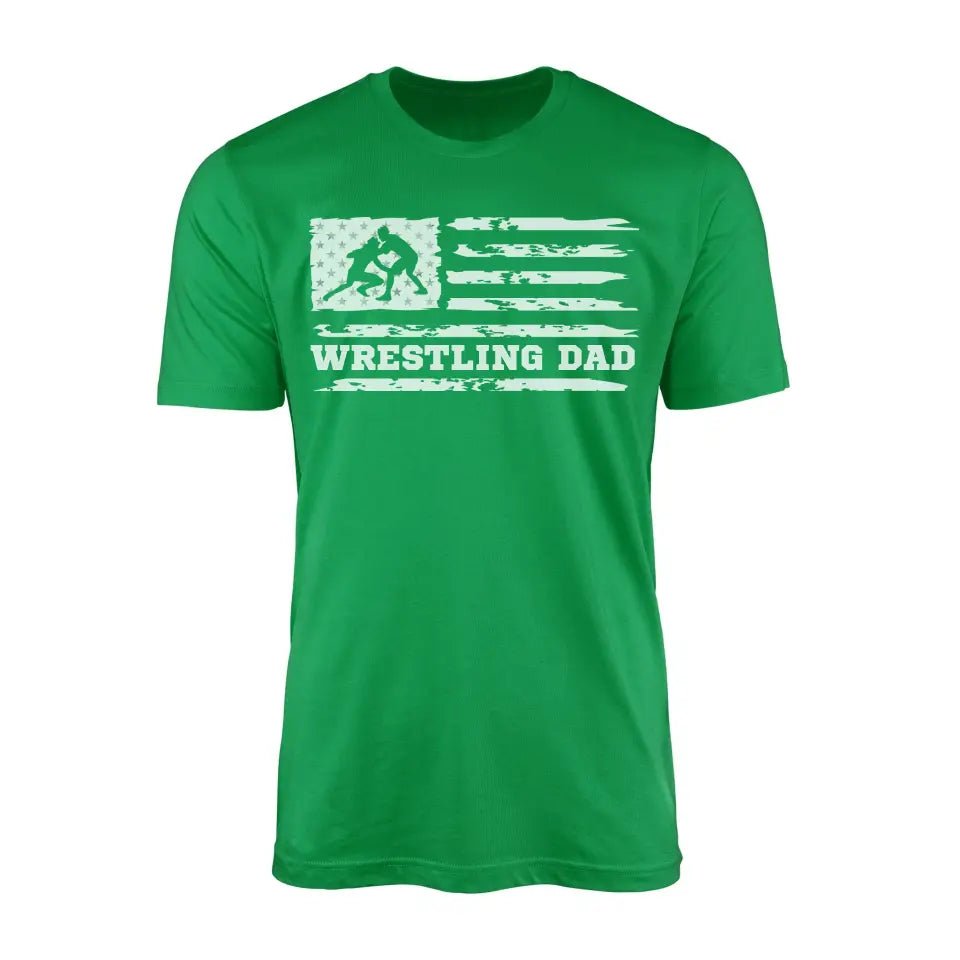 Wrestling Dad Horizontal Flag on a Men's T-Shirt with a White Graphic
