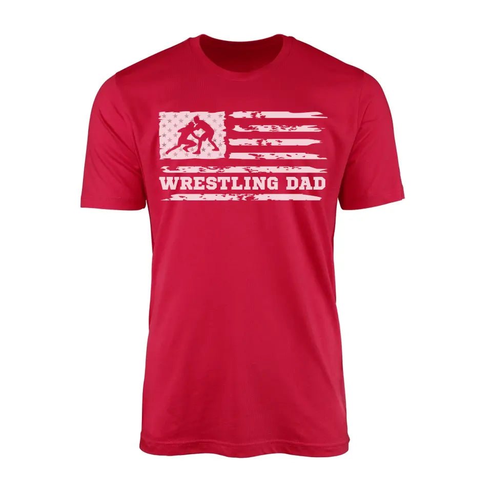 Wrestling Dad Horizontal Flag on a Men's T-Shirt with a White Graphic