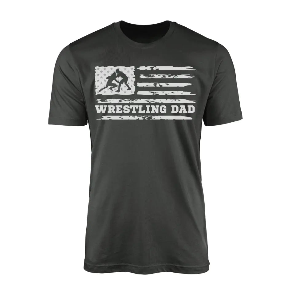 Wrestling Dad Horizontal Flag on a Men's T-Shirt with a White Graphic