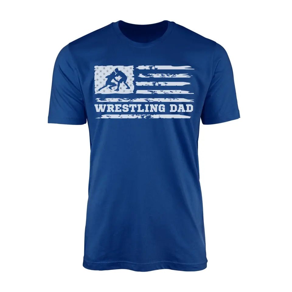 Wrestling Dad Horizontal Flag on a Men's T-Shirt with a White Graphic