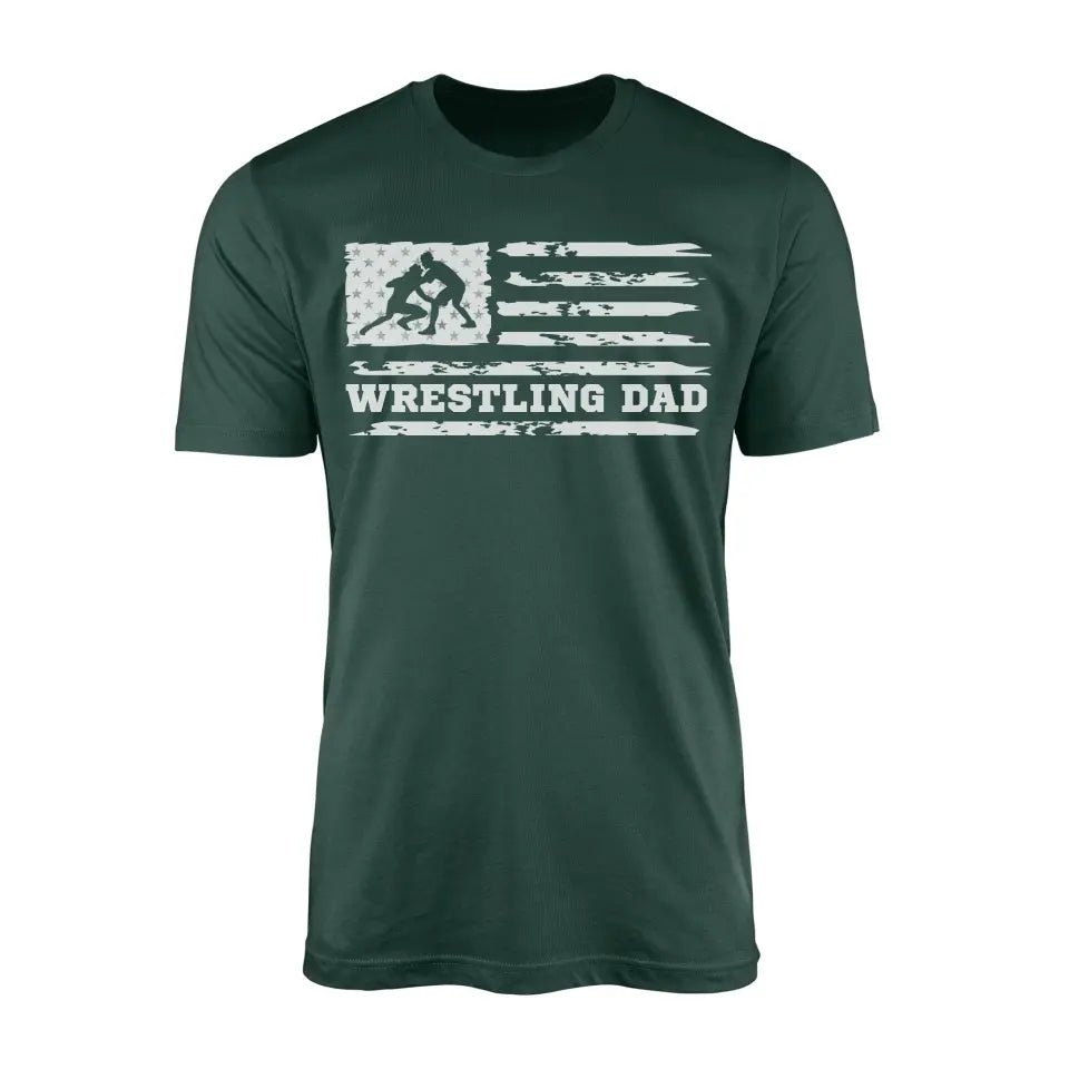 Wrestling Dad Horizontal Flag on a Men's T-Shirt with a White Graphic