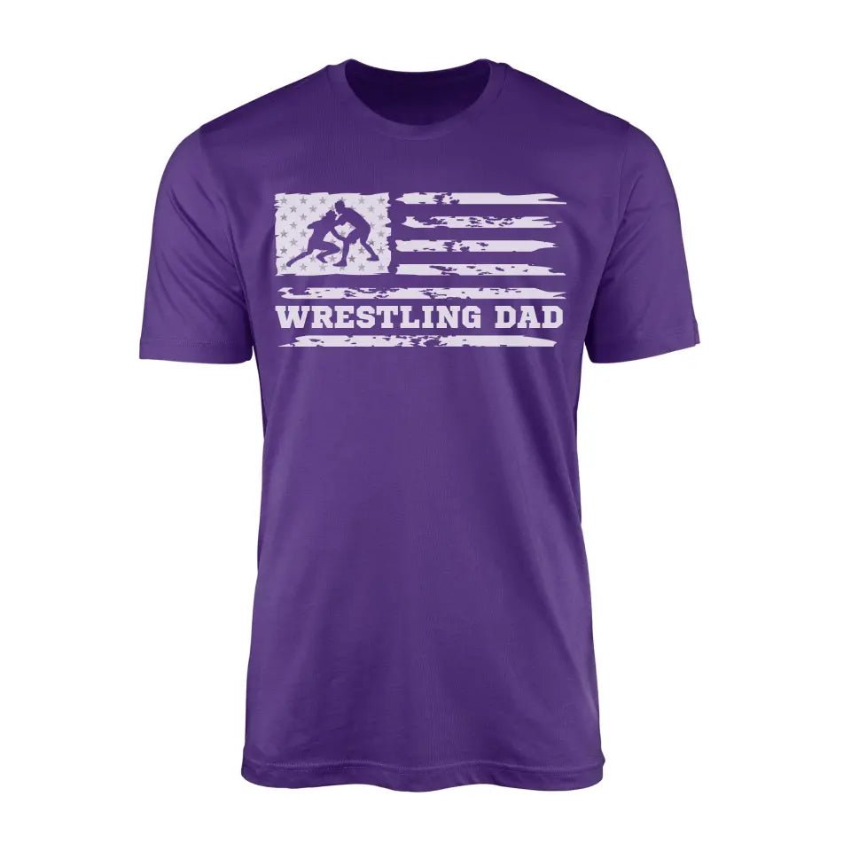 Wrestling Dad Horizontal Flag on a Men's T-Shirt with a White Graphic