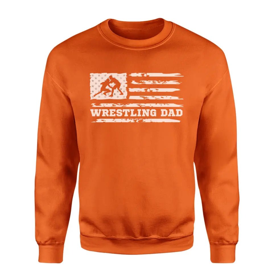 Wrestling Dad Horizontal Flag on a Sweatshirt with a White Graphic
