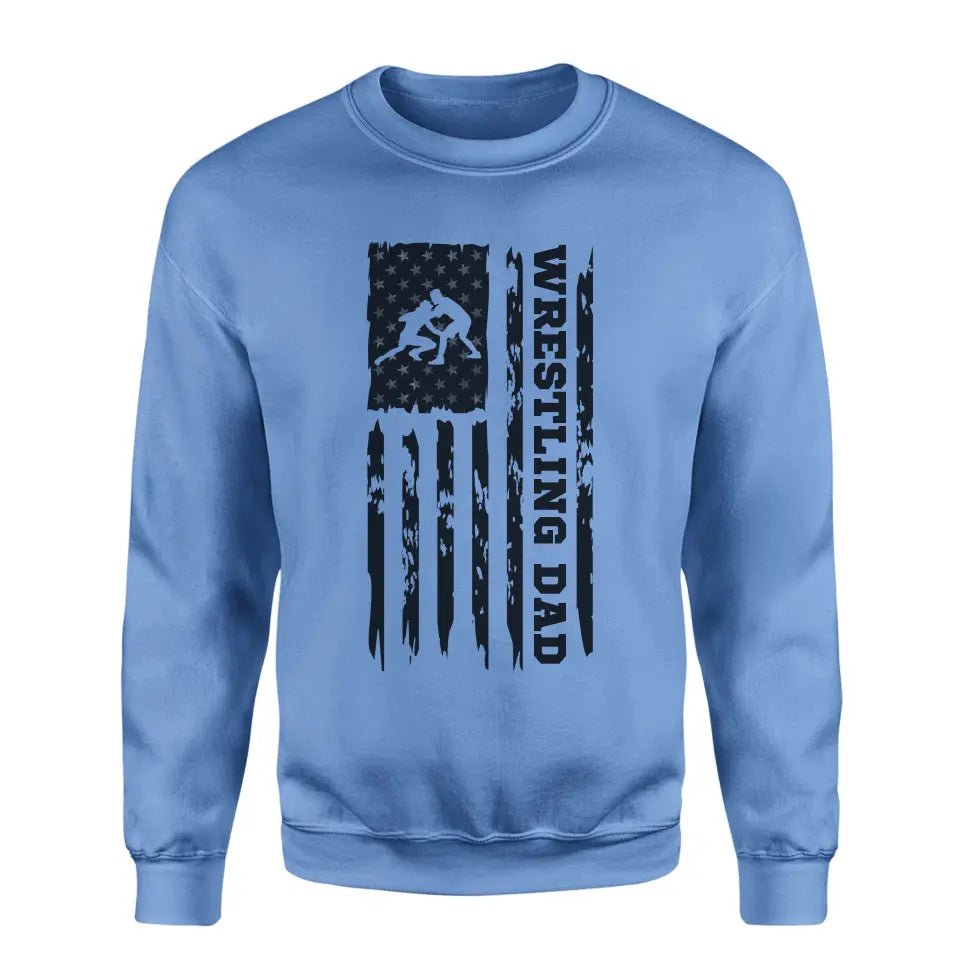 Wrestling Dad Vertical Flag on a Sweatshirt with a Black Graphic