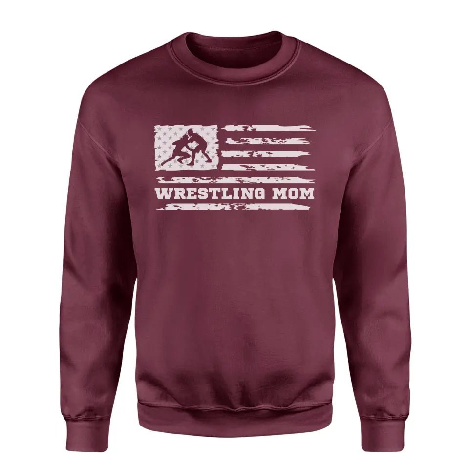Wrestling Mom Horizontal Flag on a Sweatshirt with a White Graphic