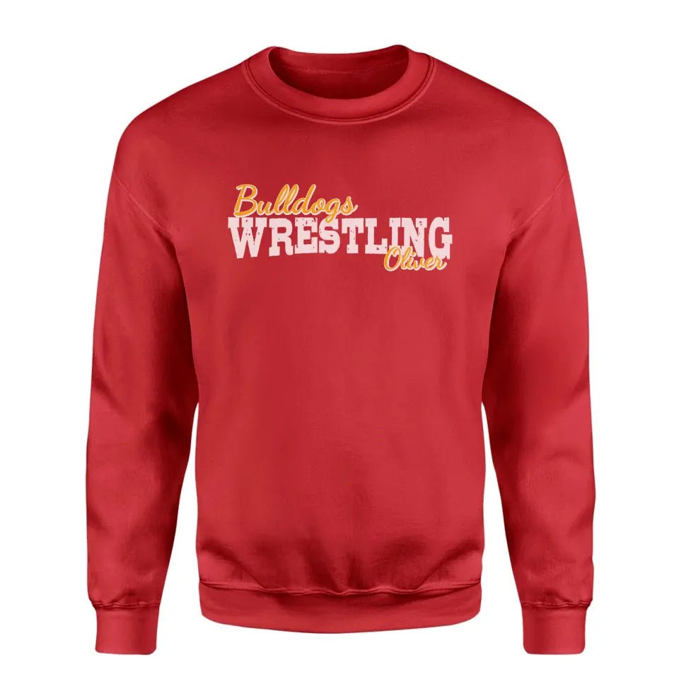 Custom Wrestling Mascot and Wrestler Name on a Sweatshirt with a White Graphic
