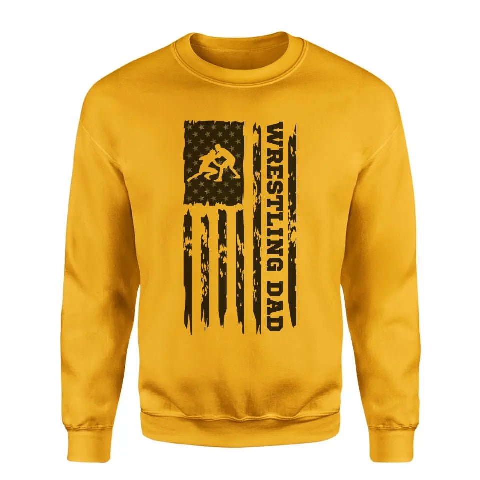 Wrestling Dad Vertical Flag on a Sweatshirt with a Black Graphic