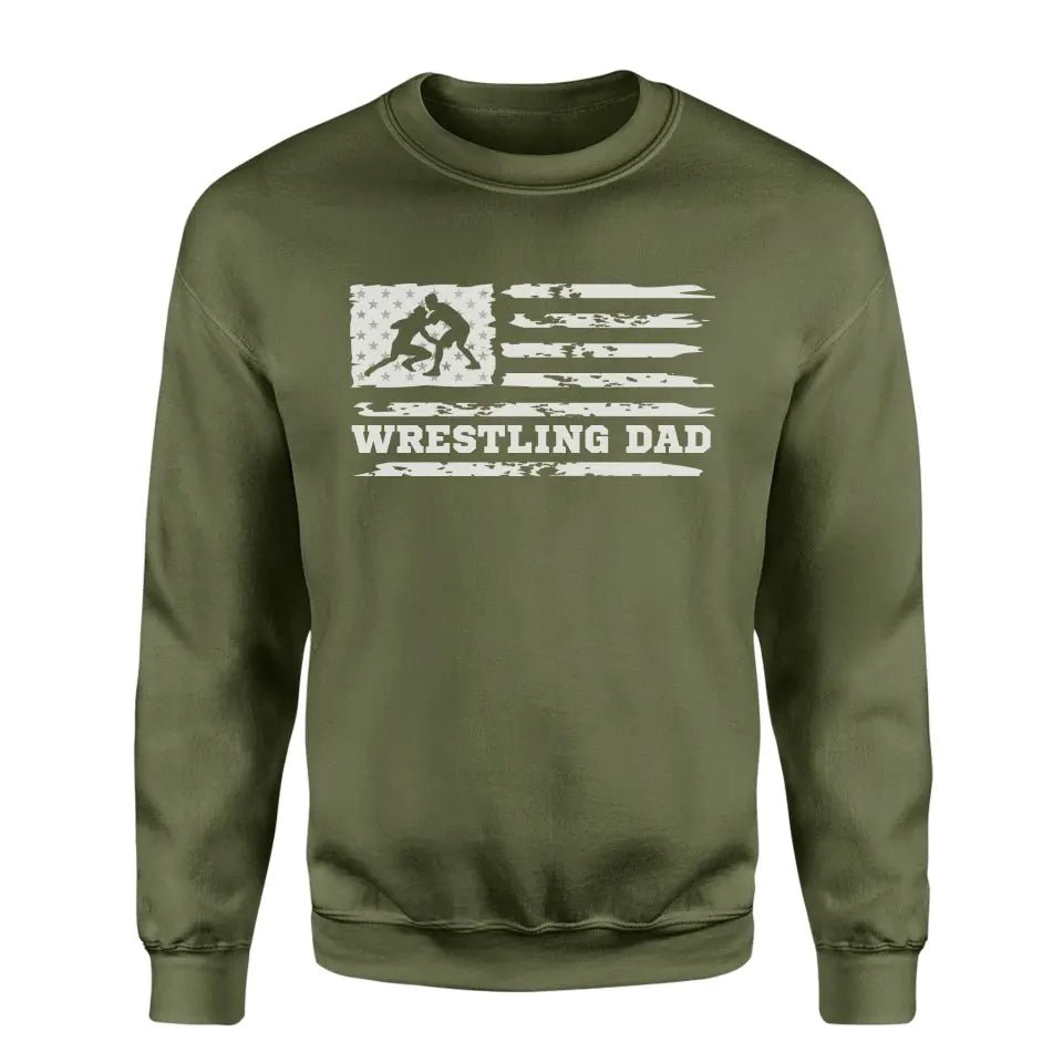 Wrestling Dad Horizontal Flag on a Sweatshirt with a White Graphic