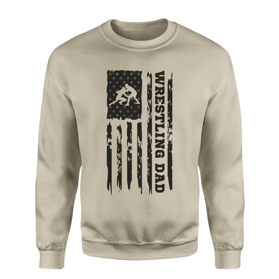 Wrestling Dad Vertical Flag on a Sweatshirt with a Black Graphic