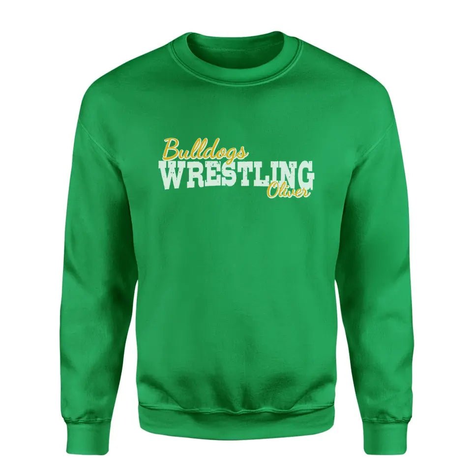 Custom Wrestling Mascot and Wrestler Name on a Sweatshirt with a White Graphic
