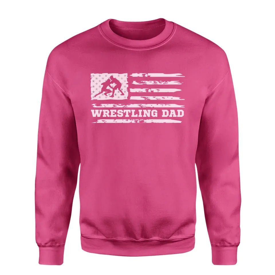 Wrestling Dad Horizontal Flag on a Sweatshirt with a White Graphic