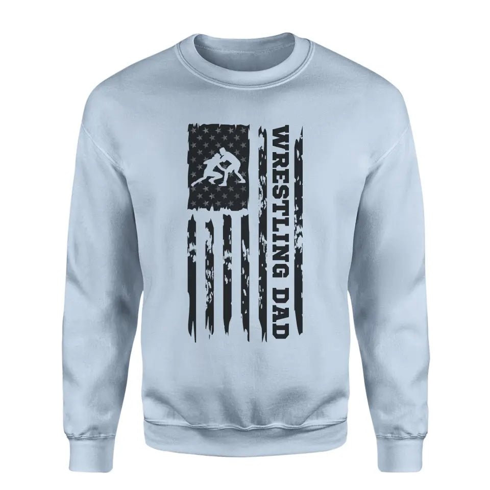 Wrestling Dad Vertical Flag on a Sweatshirt with a Black Graphic