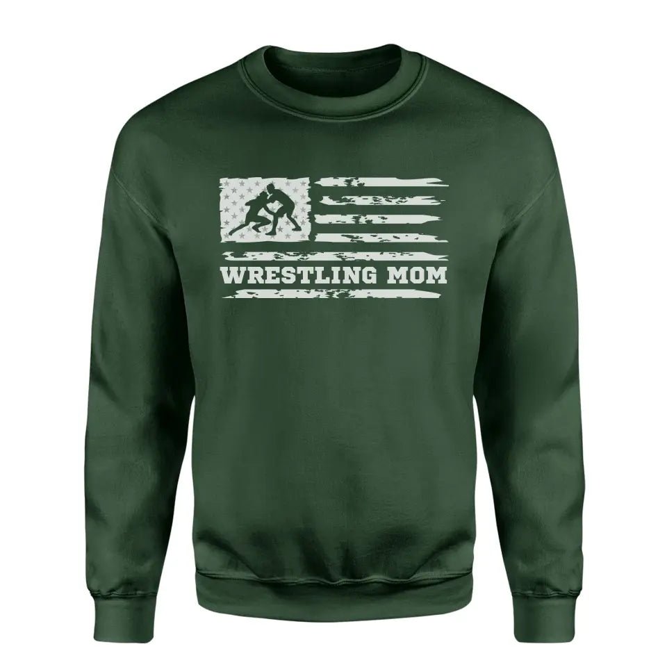 Wrestling Mom Horizontal Flag on a Sweatshirt with a White Graphic