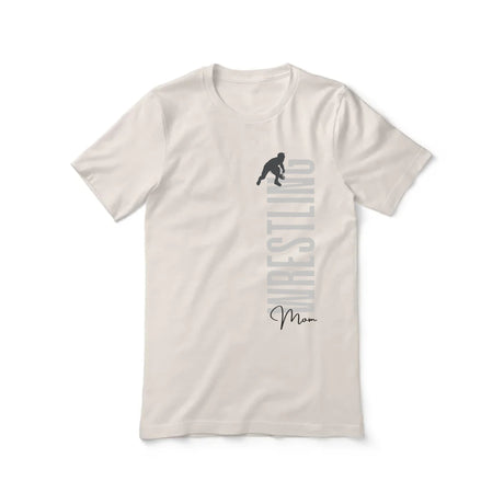 Personalized Wrestling Mom Shirt With Mascot, Icon, and Wrestler Name on a Unisex T-Shirt