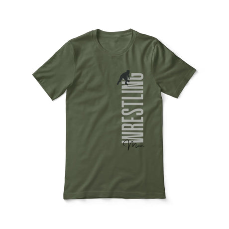 Personalized Wrestling Mom Shirt With Mascot, Icon, and Wrestler Name on a Unisex T-Shirt