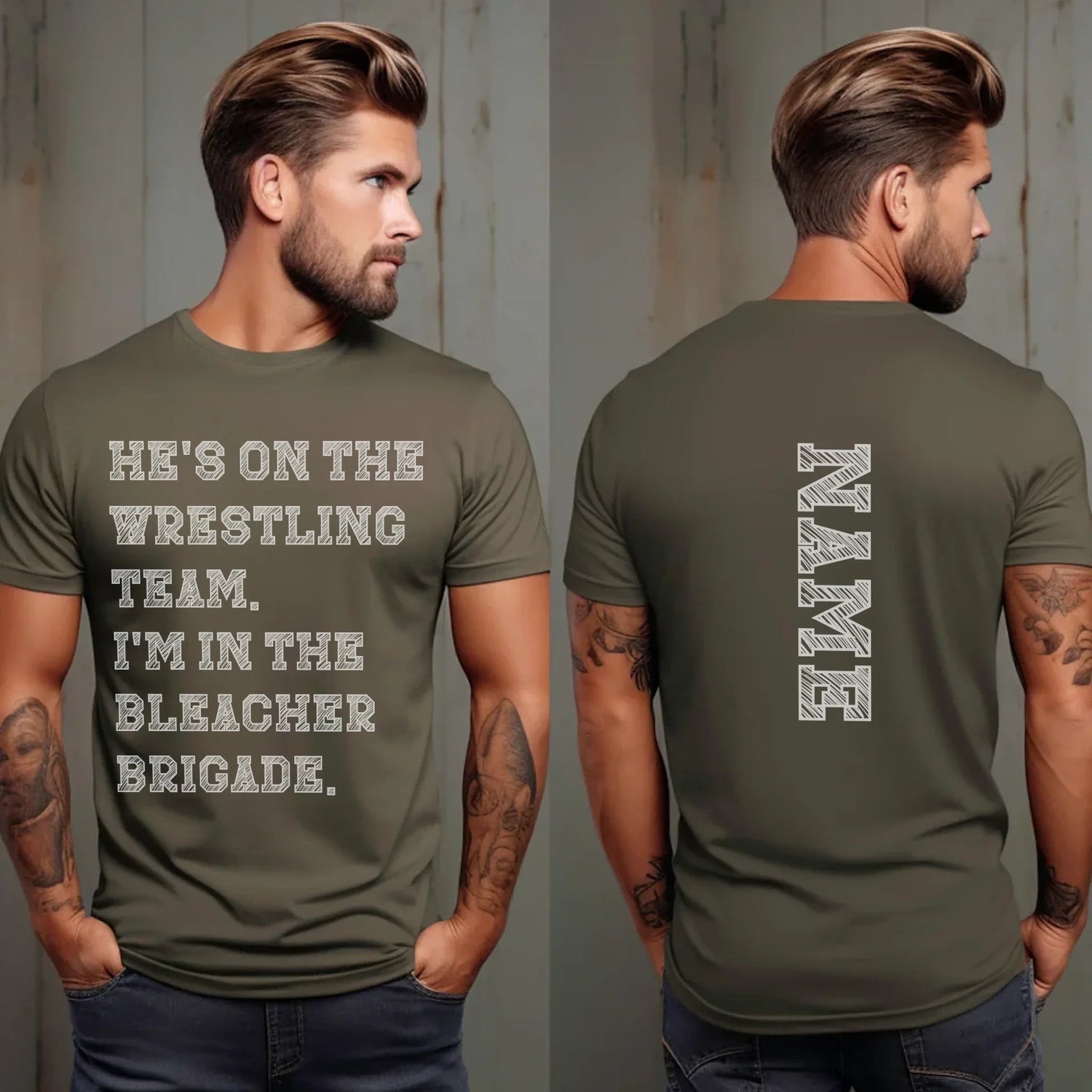They're a Wrestler And I'm In The Bleacher Brigade with Wrestler Name on a Unisex T-Shirt