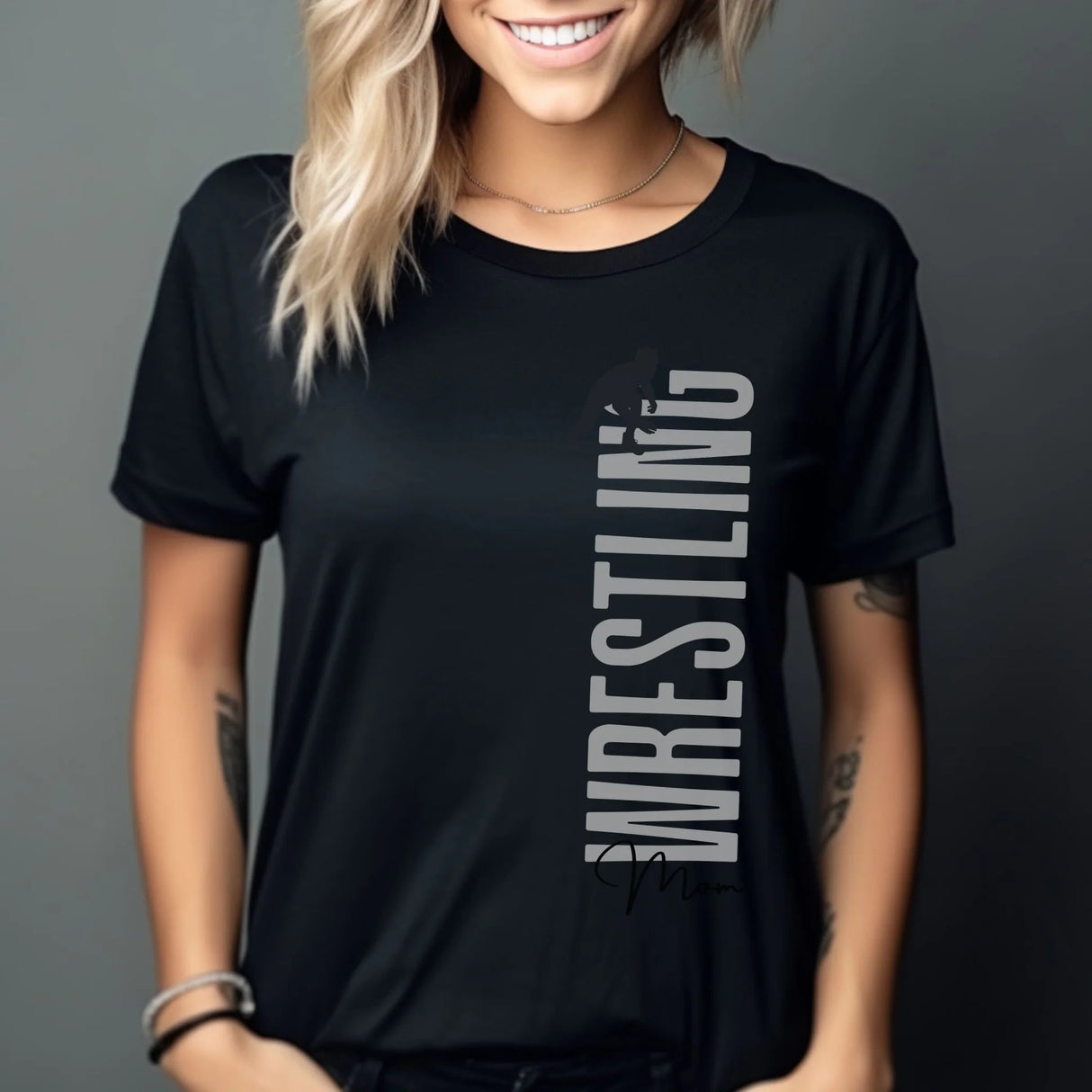 Personalized Wrestling Mom Shirt With Mascot, Icon, and Wrestler Name on a Unisex T-Shirt
