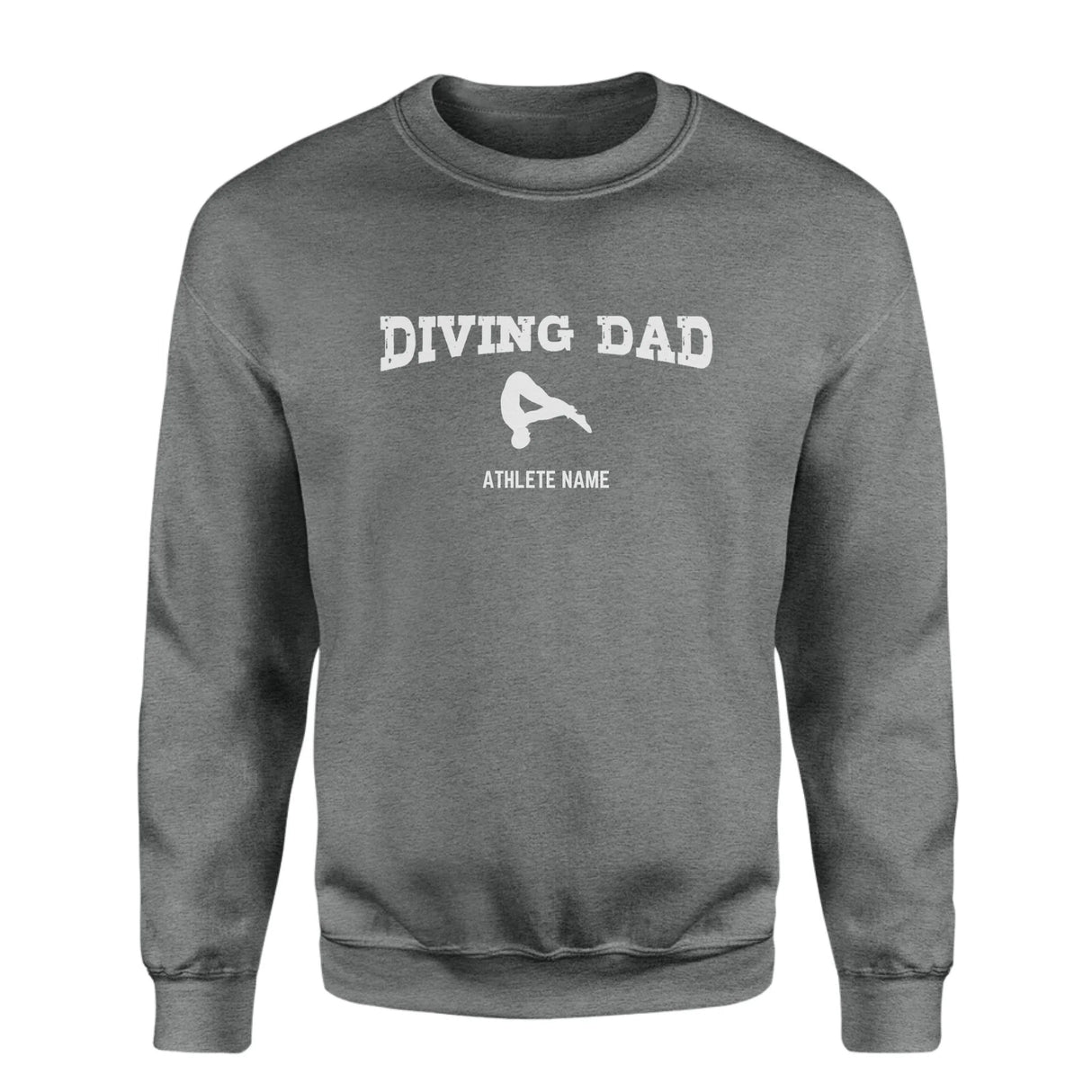 Diving Dad with Diver Icon and Diver Name on a Sweatshirt with a White Graphic
