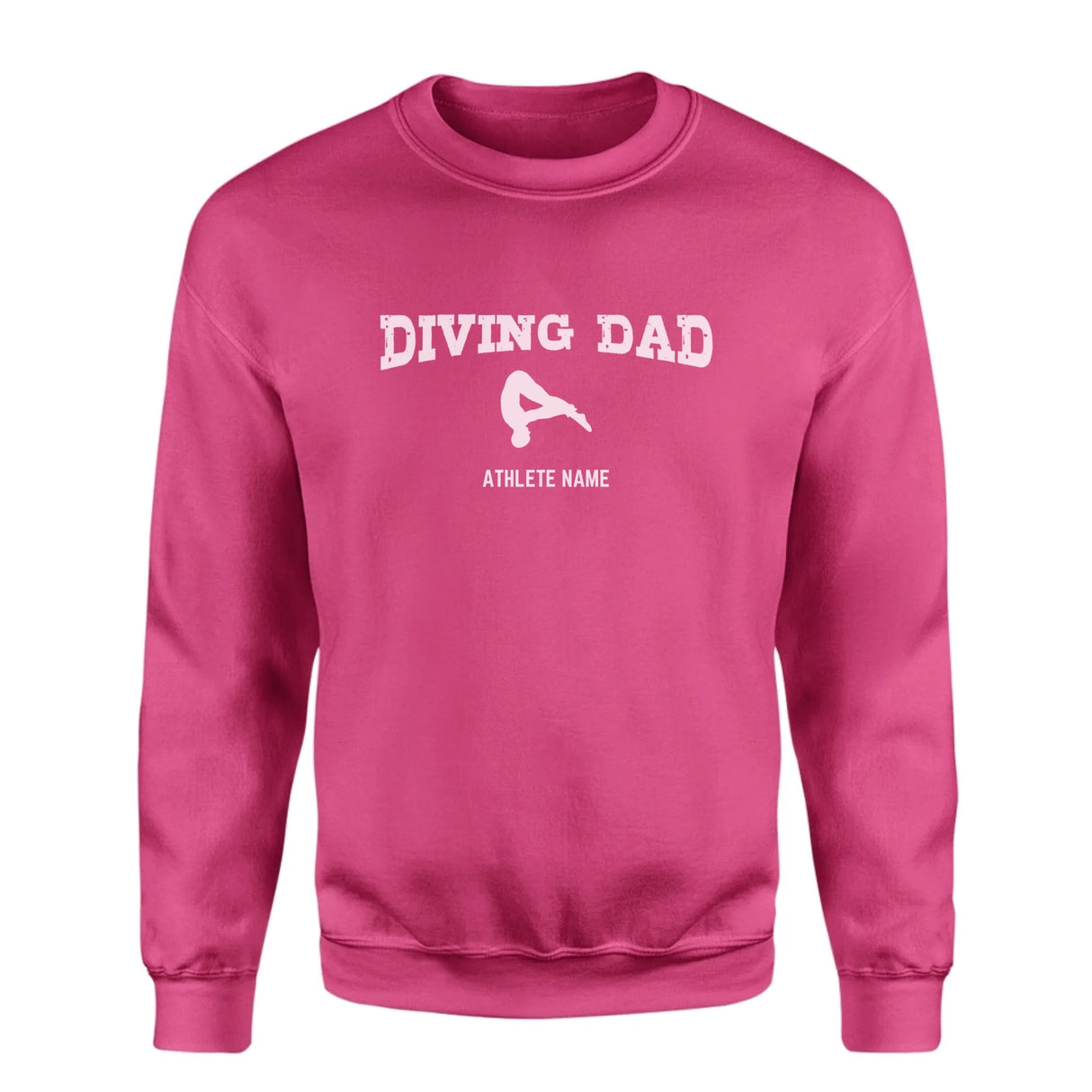 Diving Dad with Diver Icon and Diver Name on a Sweatshirt with a White Graphic