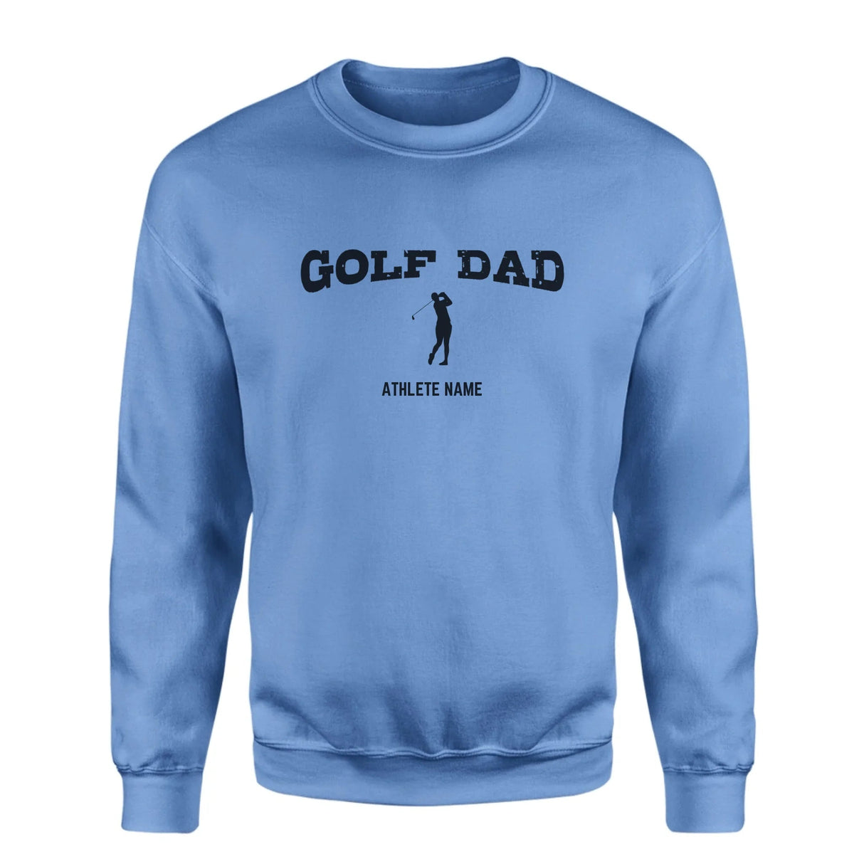 Golf Dad with Golfer Icon and Golfer Name on a Sweatshirt with a Black Graphic