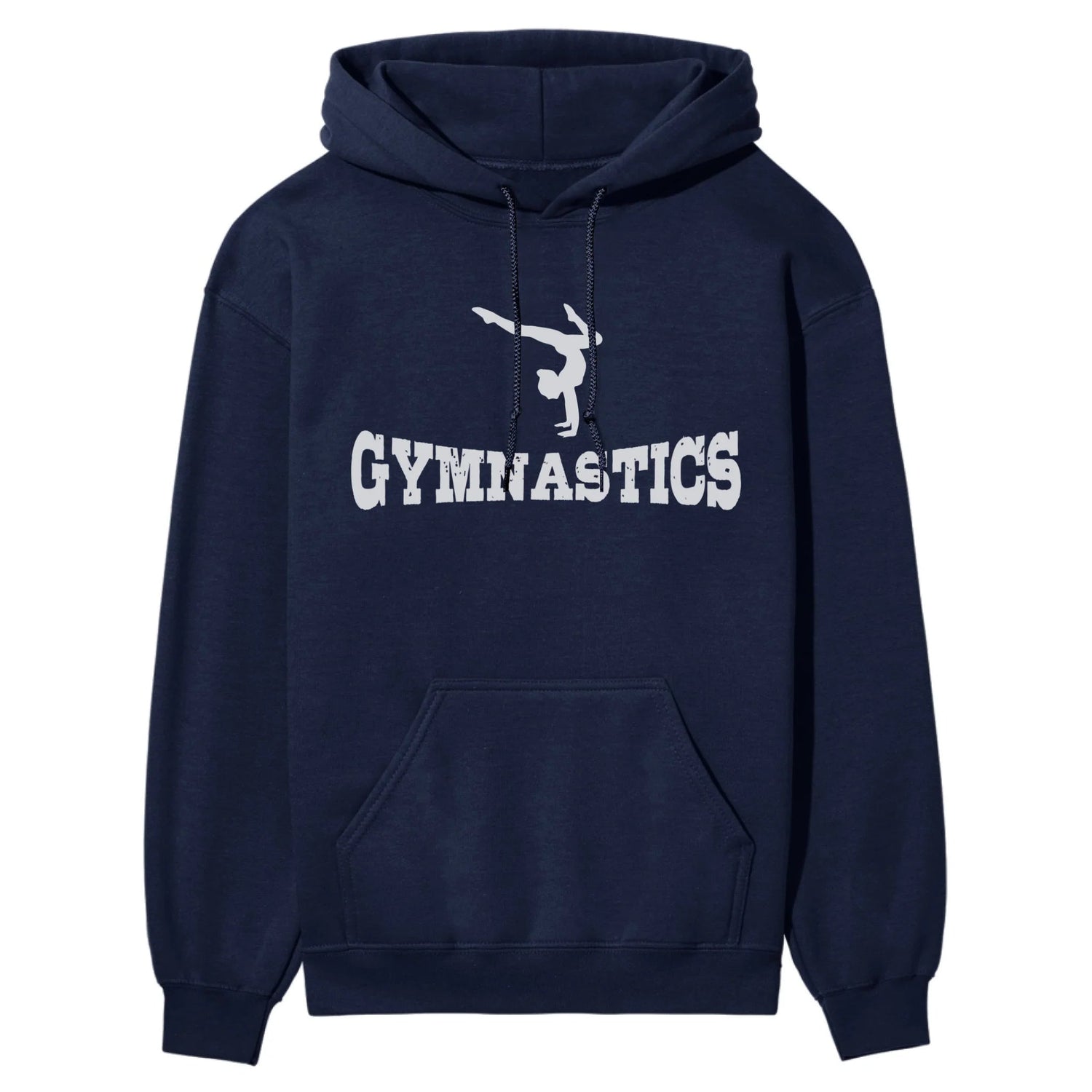 Basic Gymnastics with Gymnast Icon on a Hoodie with a White Graphic